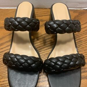 Cushionaire Braided Double-Strap Black Women's Slide Heels size9 prom wedding